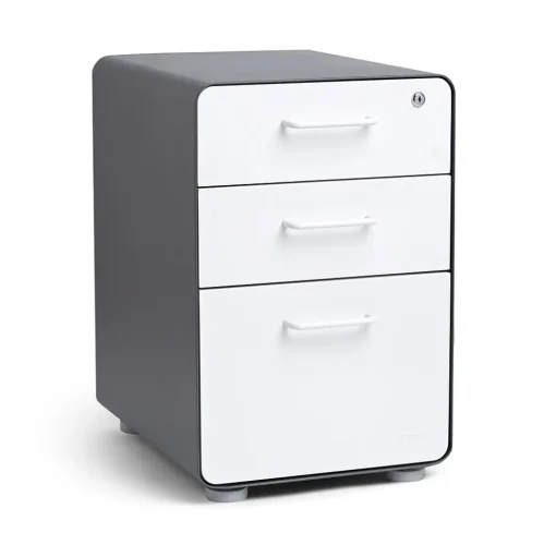 Poppin File Cabinets<, 3-Drawer File Cabinet, Charcoal + White (103539)