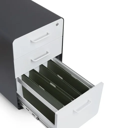 Poppin File Cabinets<, 3-Drawer File Cabinet, Charcoal + White (103539)