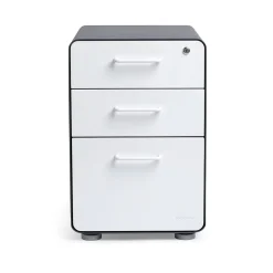 Poppin File Cabinets<, 3-Drawer File Cabinet, Charcoal + White (103539)