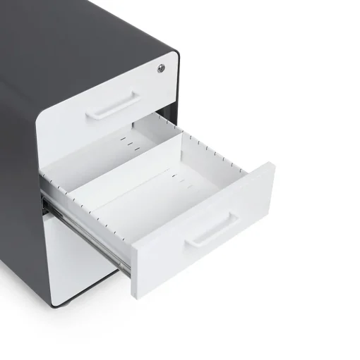 Poppin File Cabinets<, 3-Drawer File Cabinet, Charcoal + White (103539)