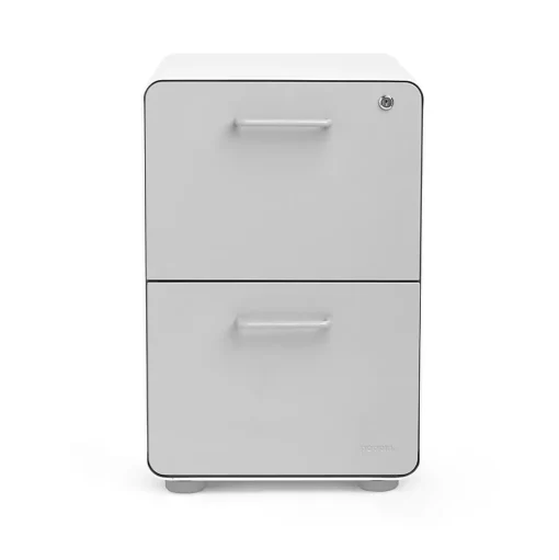 Poppin File Cabinets<, Stow 2-Drawer File Cabinet, White & Light Gray (101834)