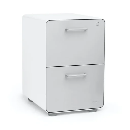 Poppin File Cabinets<, Stow 2-Drawer File Cabinet, White & Light Gray (101834)