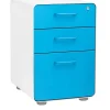 Poppin File Cabinets<Stow 3-Drawer Mobile Vertical File Cabinet, Letter/Legal Size, Lockable, 24"H x 15.75"W x 20"D, White and Blue (100429)