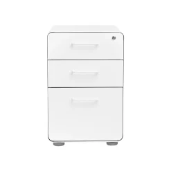 Poppin File Cabinets<Stow 3-Drawer Mobile Vertical File Cabinet, Letter/Legal Size, Lockable, 24"H x 15.75"W x 20"D, White (100425)