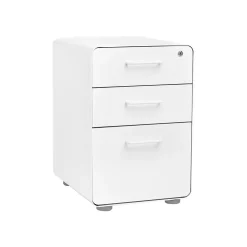 Poppin File Cabinets<Stow 3-Drawer Mobile Vertical File Cabinet, Letter/Legal Size, Lockable, 24"H x 15.75"W x 20"D, White (100425)