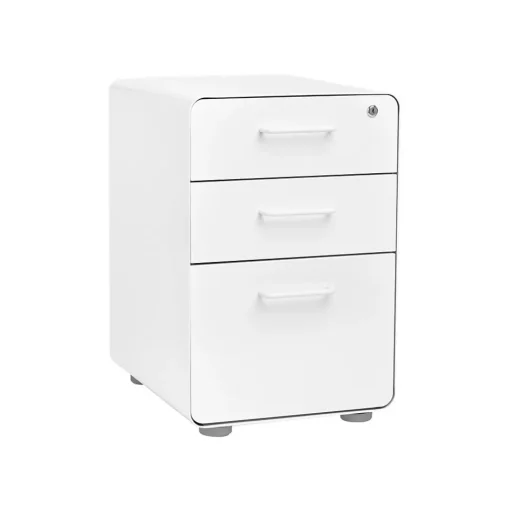 Poppin File Cabinets<Stow 3-Drawer Mobile Vertical File Cabinet, Letter/Legal Size, Lockable, 24"H x 15.75"W x 20"D, White (100425)