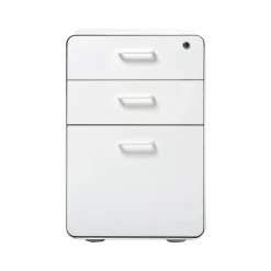 Poppin File Cabinets<Stow 3-Drawer Mobile Vertical File Cabinet, Letter/Legal Size, Lockable, 24"H x 15.75"W x 20"D, White (100425)