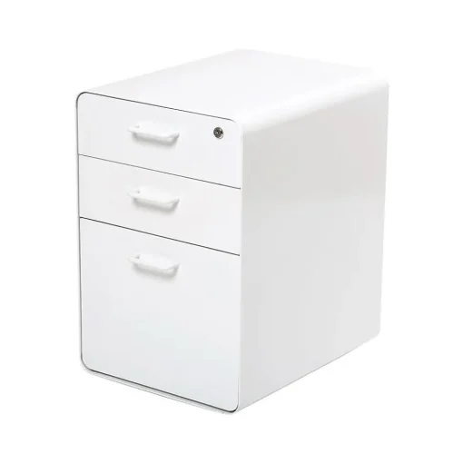 Poppin File Cabinets<Stow 3-Drawer Mobile Vertical File Cabinet, Letter/Legal Size, Lockable, 24"H x 15.75"W x 20"D, White (100425)