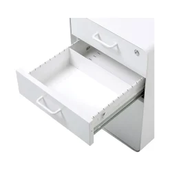 Poppin File Cabinets<Stow 3-Drawer Mobile Vertical File Cabinet, Letter/Legal Size, Lockable, 24"H x 15.75"W x 20"D, White (100425)