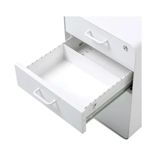 Poppin File Cabinets<Stow 3-Drawer Mobile Vertical File Cabinet, Letter/Legal Size, Lockable, 24"H x 15.75"W x 20"D, White (100425)