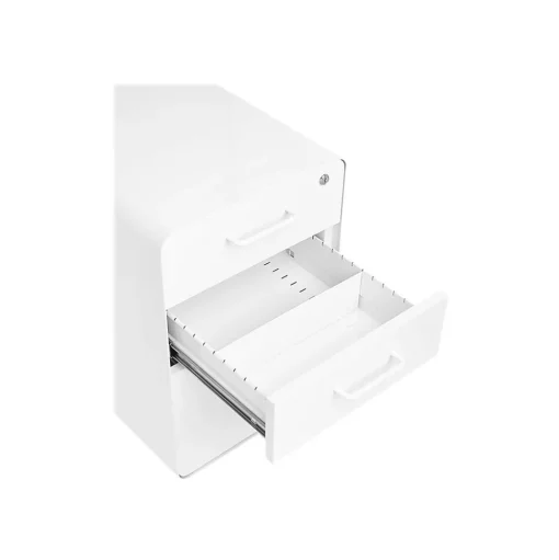 Poppin File Cabinets<Stow 3-Drawer Mobile Vertical File Cabinet, Letter/Legal Size, Lockable, 24"H x 15.75"W x 20"D, White (100425)