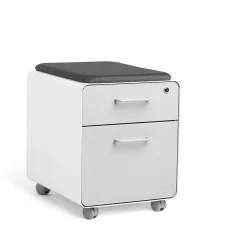 Poppin File Cabinets<Stow 2-Drawer Mobile Vertical File Cabinet, Letter/Legal Size, Lockable, 21.5"H x 15.75"W x 20"D, Light Gray (104732)