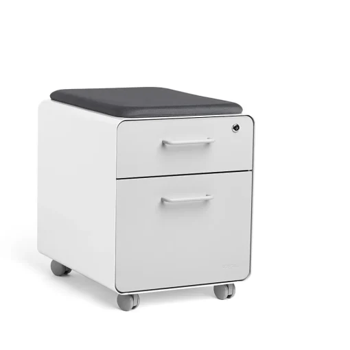Poppin File Cabinets<Stow 2-Drawer Mobile Vertical File Cabinet, Letter/Legal Size, Lockable, 21.5"H x 15.75"W x 20"D, Light Gray (104732)