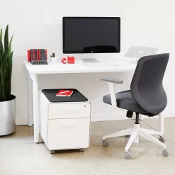 Poppin File Cabinets<Stow 2-Drawer Mobile Vertical File Cabinet, Letter/Legal Size, Lockable, 21.5"H x 15.75"W x 20"D, Light Gray (104732)