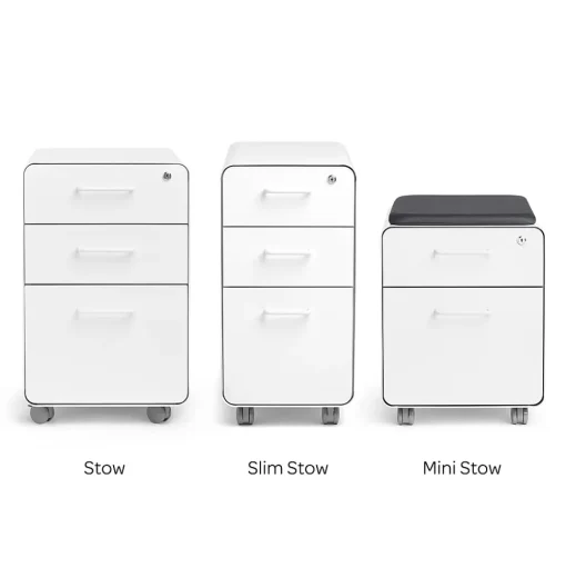 Poppin File Cabinets<Stow 2-Drawer Mobile Vertical File Cabinet, Letter/Legal Size, Lockable, 21.5"H x 15.75"W x 20"D, Light Gray (104732)