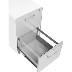 Poppin File Cabinets<Stow 2-Drawer Mobile Vertical File Cabinet, Letter/Legal Size, Lockable, 25"H x 15.75"W x 20"D, White and Gray (102257)