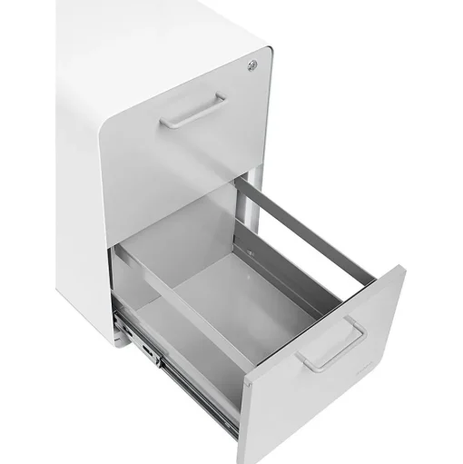 Poppin File Cabinets<Stow 2-Drawer Mobile Vertical File Cabinet, Letter/Legal Size, Lockable, 25"H x 15.75"W x 20"D, White and Gray (102257)