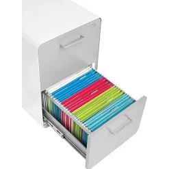 Poppin File Cabinets<Stow 2-Drawer Mobile Vertical File Cabinet, Letter/Legal Size, Lockable, 25"H x 15.75"W x 20"D, White and Gray (102257)