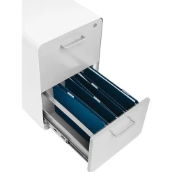 Poppin File Cabinets<Stow 2-Drawer Mobile Vertical File Cabinet, Letter/Legal Size, Lockable, 25"H x 15.75"W x 20"D, White and Gray (102257)