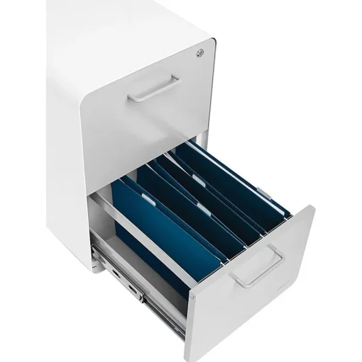 Poppin File Cabinets<Stow 2-Drawer Mobile Vertical File Cabinet, Letter/Legal Size, Lockable, 25"H x 15.75"W x 20"D, White and Gray (102257)