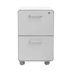 Poppin File Cabinets<Stow 2-Drawer Mobile Vertical File Cabinet, Letter/Legal Size, Lockable, 25"H x 15.75"W x 20"D, White and Gray (102257)