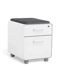 Poppin File Cabinets<Stow 2-Drawer Mobile Vertical File Cabinet, Letter/Legal Size, Lockable, 21.5"H x 15.75"W x 20"D, White (104731)