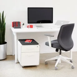 Poppin File Cabinets<Stow 2-Drawer Mobile Vertical File Cabinet, Letter/Legal Size, Lockable, 21.5"H x 15.75"W x 20"D, White (104731)