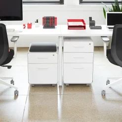 Poppin File Cabinets<Stow 2-Drawer Mobile Vertical File Cabinet, Letter/Legal Size, Lockable, 21.5"H x 15.75"W x 20"D, White (104731)