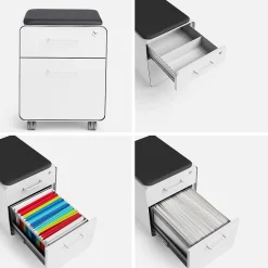 Poppin File Cabinets<Stow 2-Drawer Mobile Vertical File Cabinet, Letter/Legal Size, Lockable, 21.5"H x 15.75"W x 20"D, White (104731)
