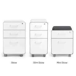 Poppin File Cabinets<Stow 2-Drawer Mobile Vertical File Cabinet, Letter/Legal Size, Lockable, 21.5"H x 15.75"W x 20"D, White (104731)