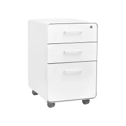 Poppin File Cabinets<Stow 3-Drawer Vertical File Cabinet, Locking, Letter/Legal, White, 20"D (100915)