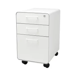 Poppin File Cabinets<Stow 3-Drawer Vertical File Cabinet, Locking, Letter/Legal, White, 20"D (100915)