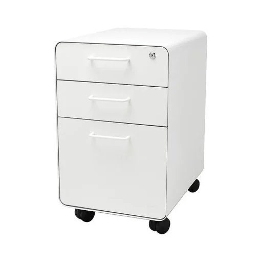 Poppin File Cabinets<Stow 3-Drawer Vertical File Cabinet, Locking, Letter/Legal, White, 20"D (100915)