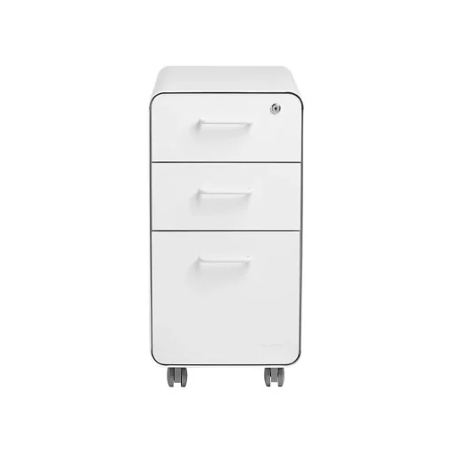 Poppin File Cabinets<The Sort-It-Out 3-Drawer Mobile Vertical File Cabinet, Letter/Legal Size, Lockable, 25"H x 12.5"W x 20"D, White (104742)