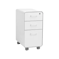 Poppin File Cabinets<The Sort-It-Out 3-Drawer Mobile Vertical File Cabinet, Letter/Legal Size, Lockable, 25"H x 12.5"W x 20"D, White (104742)