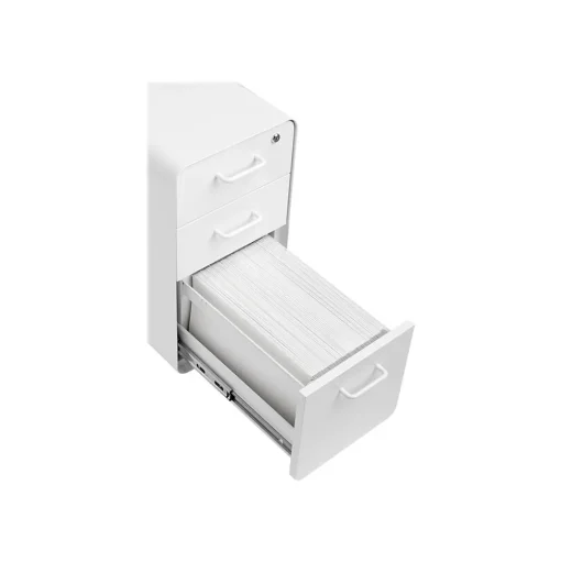 Poppin File Cabinets<The Sort-It-Out 3-Drawer Mobile Vertical File Cabinet, Letter/Legal Size, Lockable, 25"H x 12.5"W x 20"D, White (104742)