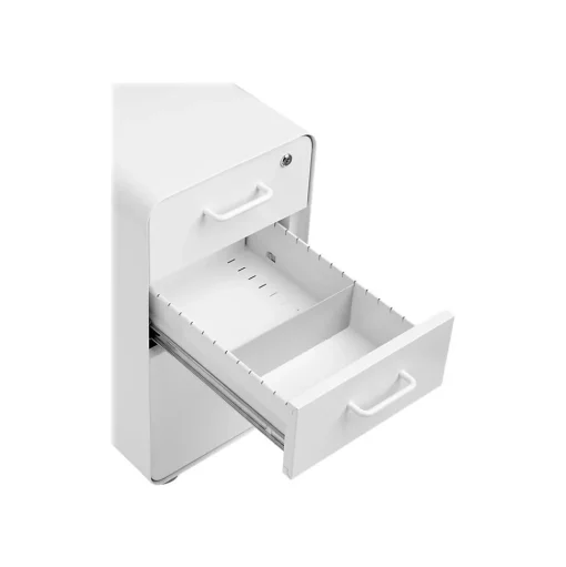 Poppin File Cabinets<The Sort-It-Out 3-Drawer Mobile Vertical File Cabinet, Letter/Legal Size, Lockable, 25"H x 12.5"W x 20"D, White (104742)