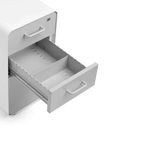 Poppin File Cabinets<White + Light Gray Slim Stow 3-Drawer vertical File Cabinet, Light Gray (104668)