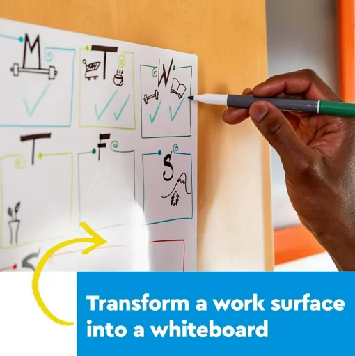 Post-it Dry Erase<Easy Erase Plastic Adhesive Dry-Erase Whiteboard, 8' x 4' (FWS8X4)