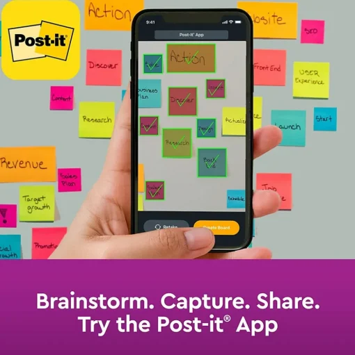 Post-it Post-It Notes<Full Adhesive Notes, 3" x 3", Energy Boost Collection, 30 Sheet/Pad, 4 Pads/Pack (F3304SSAU)