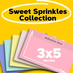 Post-it Post-It Notes<Greener Recycled Notes, 3" x 5", Sweet Sprinkles Collection, 100 Sheet/Pad, 5 Pads/Pack (655RPA)