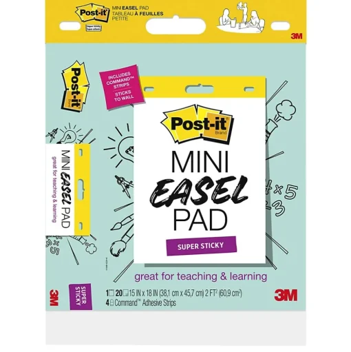 Post-it Easel Paper Pads<® Mini Super Sticky Wall Easel Pad, 15" x 18", 20 Sheets/Pad, 6 Pads/Pack (577SS)