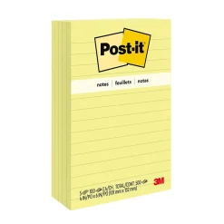 Post-it Post-It Notes<Notes, 4" x 6", Canary Collection, Lined, 100 Sheet/Pad, 5 Pads/Pack (6605PK)