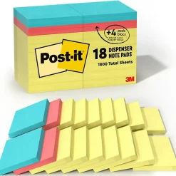 Post-it Post-It Notes<Notes, 3" x 3", Canary Collection, 100 Sheet/Pad, 18 Pads/Pack (654144B)