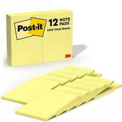 Post-it Post-It Notes<Notes, 4" x 6", Canary Collection, 100 Sheet/Pad, 12 Pads/Pack (659-YW)