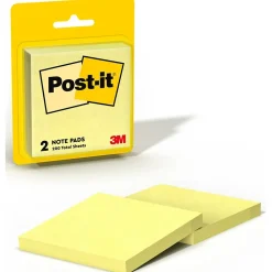 Post-it Post-It Notes<Notes, 3" x 3", Canary Collection, Lined, 100 Sheet/Pad, 2 Pads/Pack (630PK2)