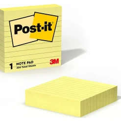 Post-it Post-It Notes<Notes, 4" x 4", Canary Collection, Lined, 300 Sheet/Pad (675-YL)