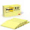 Post-it Post-It Notes<Notes, 3" x 5", Canary Collection, Lined, 100 Sheet/Pad, 5 Pads/Pack (635-5PK)