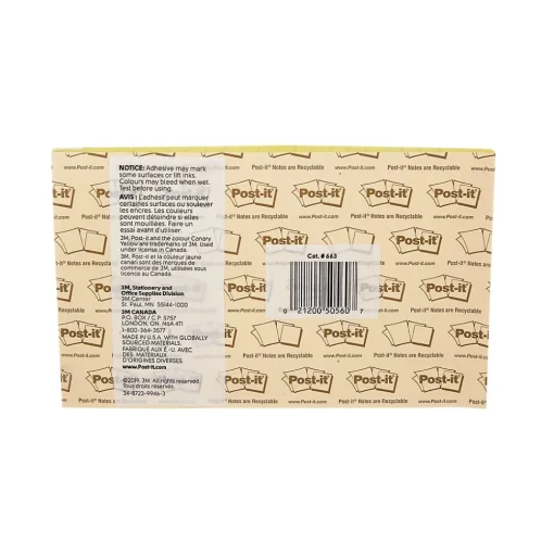 Post-it Post-It Notes<Notes, 5" x 8", Canary Collection, Lined, 50 Sheet/Pad, 2 Pads/Pack (663-YW)