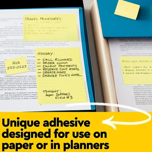 Post-it Sticky Notes<Notes, 3" x 3", Canary Collection, Lined, 100 Sheet/Pad, 6 Pads/Pack (630-6PK)